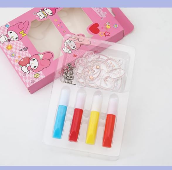 DIY Soft Glue Painting Craft Kits, Crystal Paint Arts and Crafts Set with Crystal Pendant and Chains, Keychain Pendant Making Kit for Girls & Boys (Buy 1 Get 1 FREE)