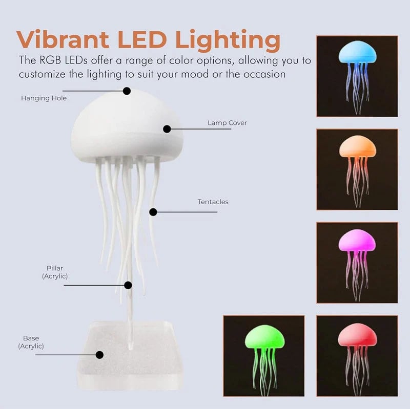 💡LED gradient swimming jellyfish atmosphere light - LED Night Light with Dancing Legs Changing Color