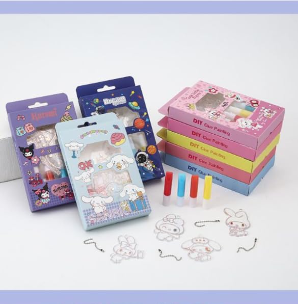 DIY Soft Glue Painting Craft Kits, Crystal Paint Arts and Crafts Set with Crystal Pendant and Chains, Keychain Pendant Making Kit for Girls & Boys (Buy 1 Get 1 FREE)