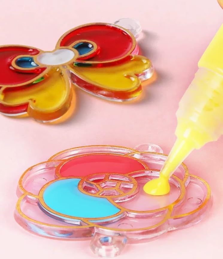 DIY Soft Glue Painting Craft Kits, Crystal Paint Arts and Crafts Set with Crystal Pendant and Chains, Keychain Pendant Making Kit for Girls & Boys (Buy 1 Get 1 FREE)
