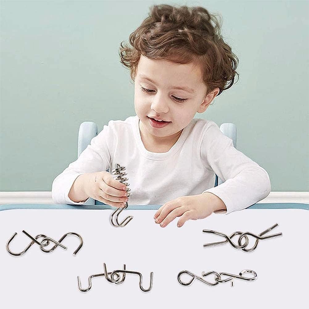āIntelligence Educational Metal IQ Puzzle (Blue) for Adults & Children (6 PCS)