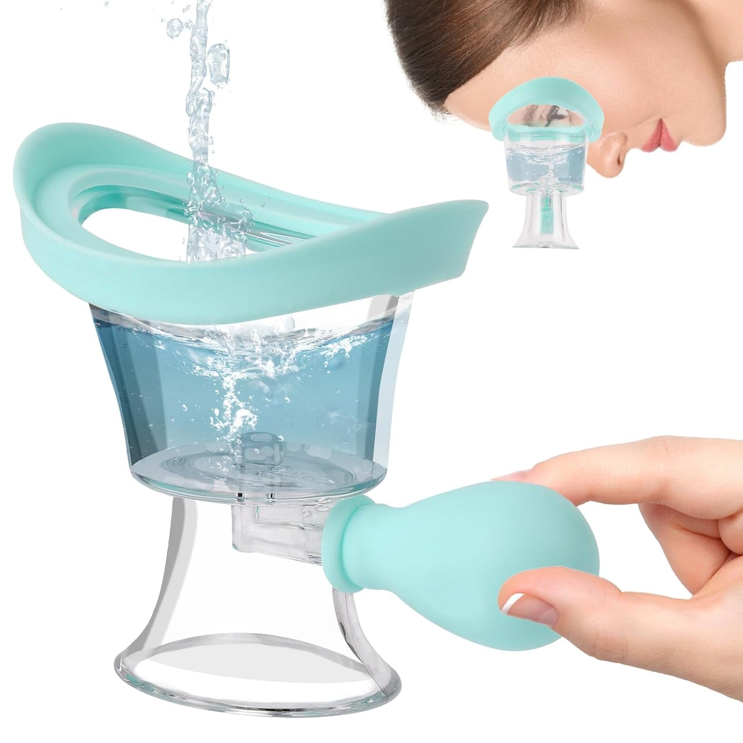 Eye Wash Cup Portable Eye Care Cleaner Kit Silicon Manual Air Pressure Eye Cleaning Cup Tool Eye Flush Rinse Cups with Transparent Storage Container for Clean Dust Makeup Irritants Soothing Tired Eyes