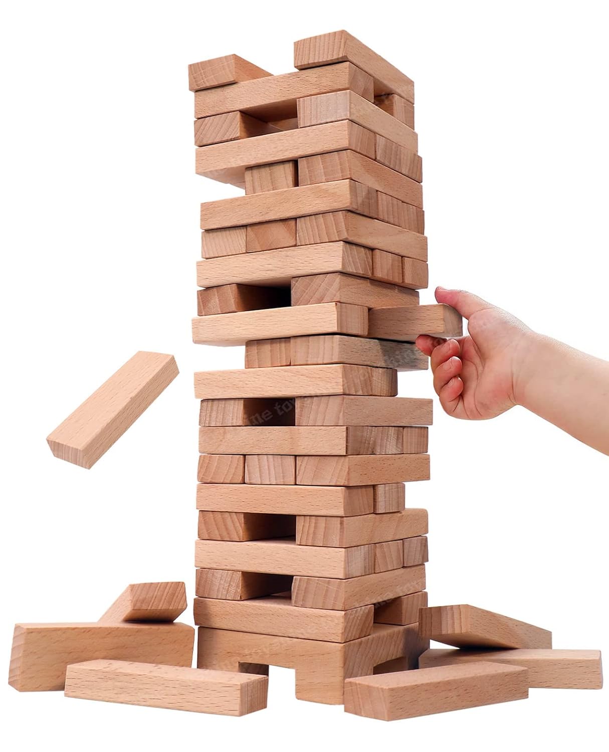 Stack-It-Up Wooden Tower Game – 54 Durable, Travel-Friendly Blocks for Classic Family Fun & Skill Boost