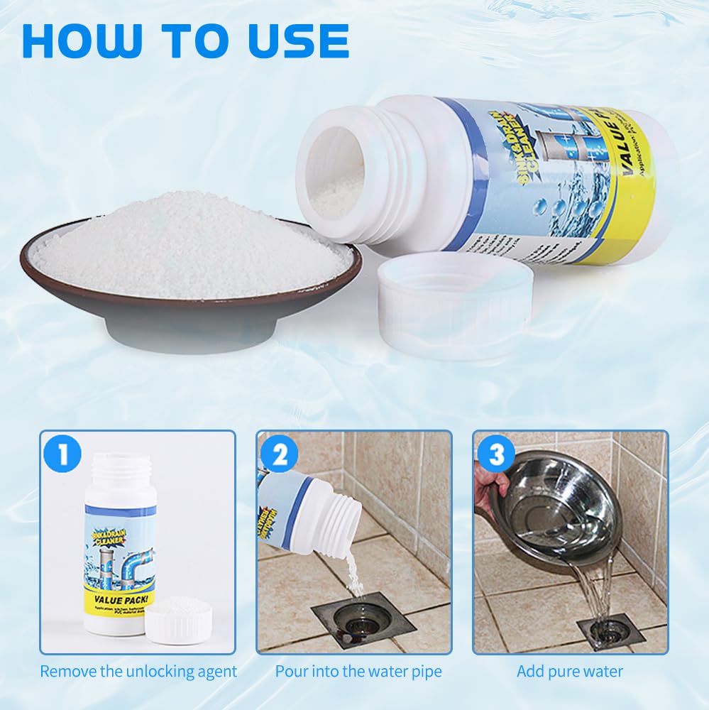 Sink & Drain Cleaner Powder | Powerful & Clog Remover Sink Cleaning Powder | Automatic Toilet Blockage Cleaner, Removes Clogs, Blockage in Washbasin, Septic Tank, Sinks, Pipes(Pack of 2)