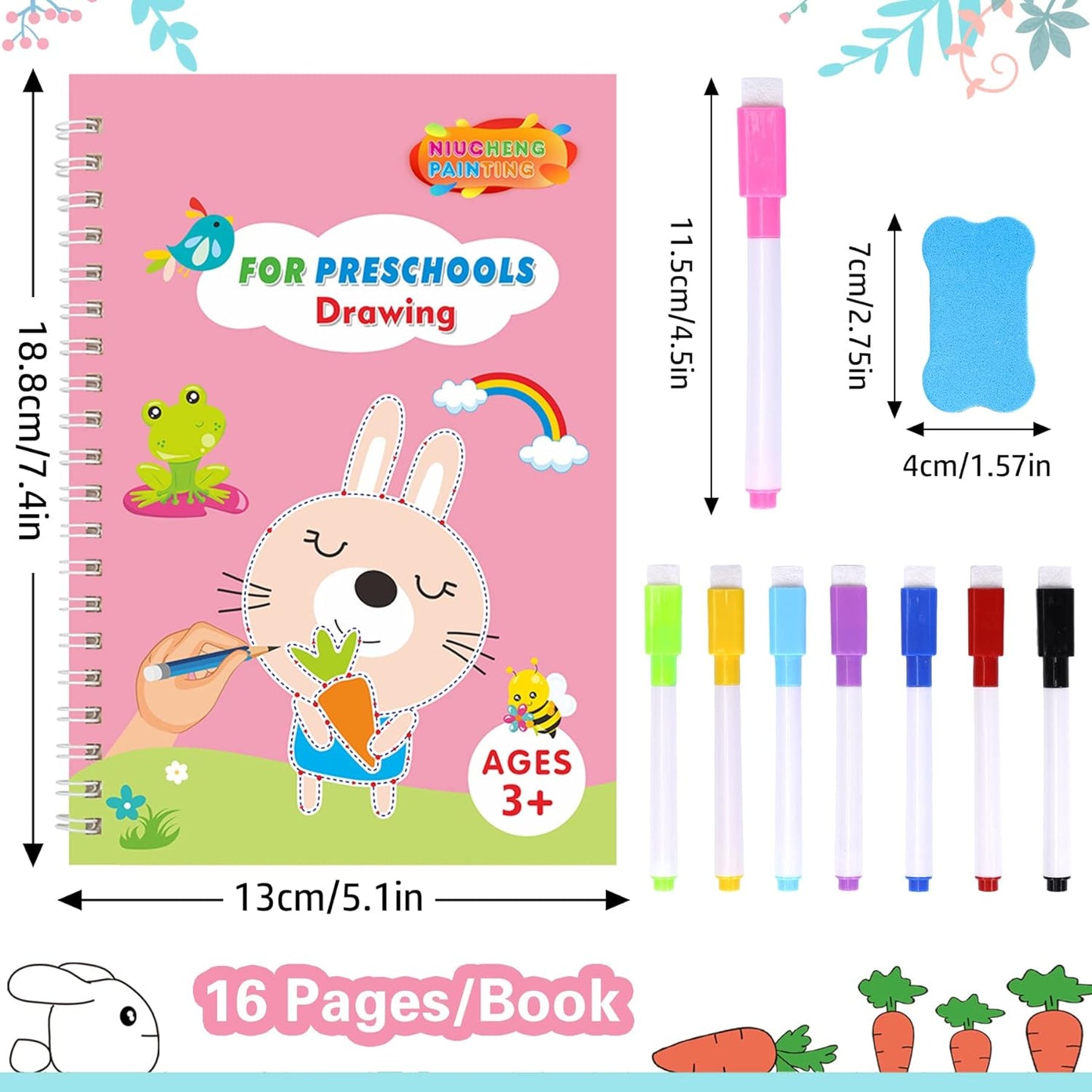 Magic wipe & clean preschool children's learning book