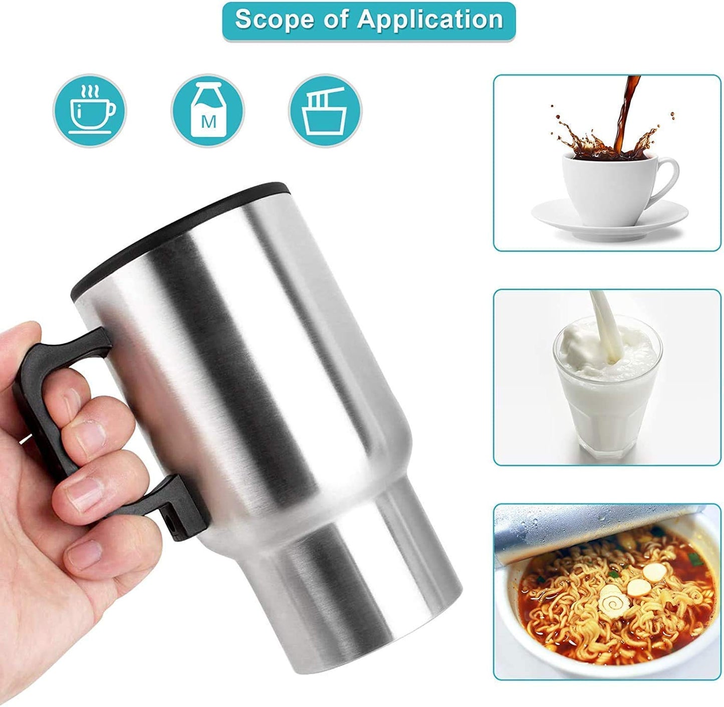TravelHeat™ Electric Kettle Mug | Portable Water Heater Mug for Travel | Stainless Steel Electric Heating Cup | Mini Travel Kettle for Tea Coffee