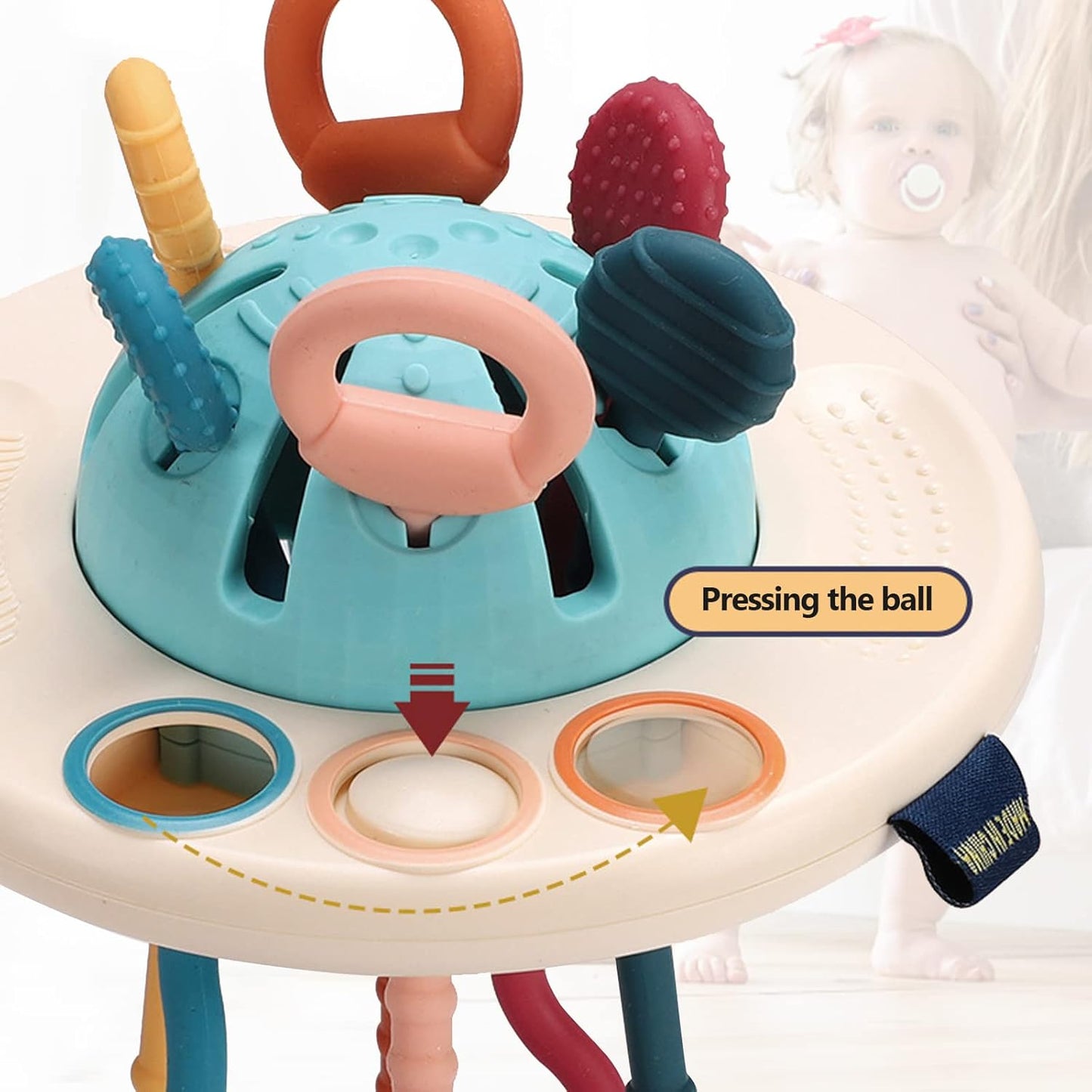 Baby Finger Pull Toy – Textured Sensory Toy for 6–18 Months, Montessori-Inspired Pull String Toy