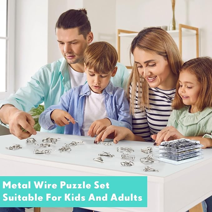 āIntelligence Educational Metal IQ Puzzle (Blue) for Adults & Children (6 PCS)