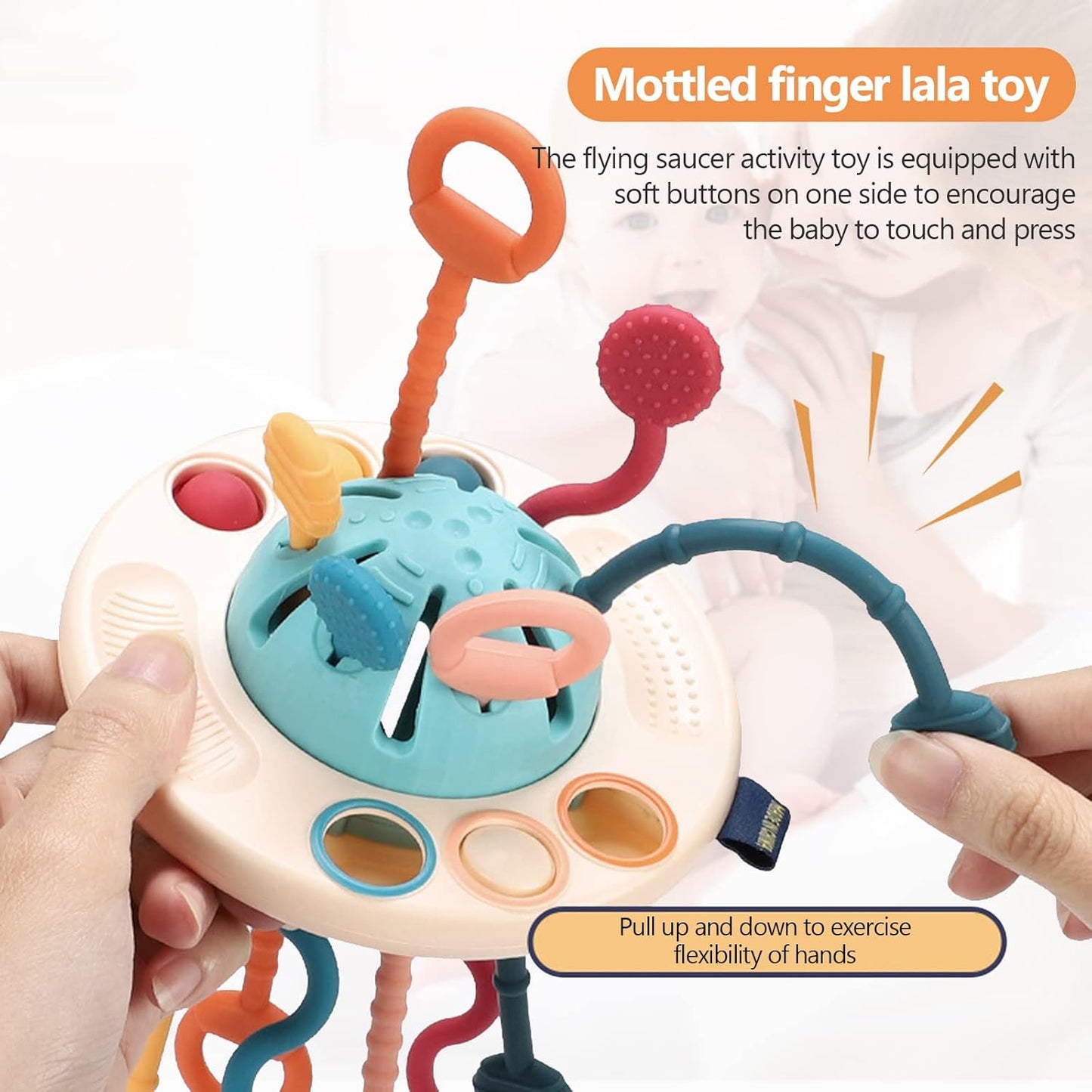 Baby Finger Pull Toy – Textured Sensory Toy for 6–18 Months, Montessori-Inspired Pull String Toy