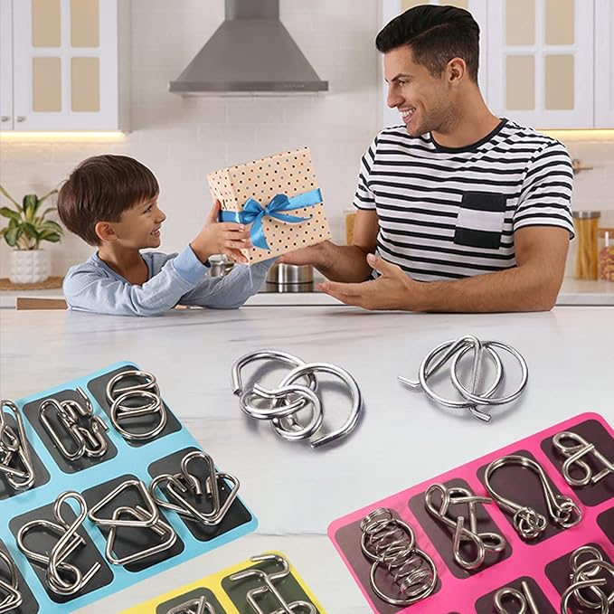 āIntelligence Educational Metal IQ Puzzle (Blue) for Adults & Children (6 PCS)