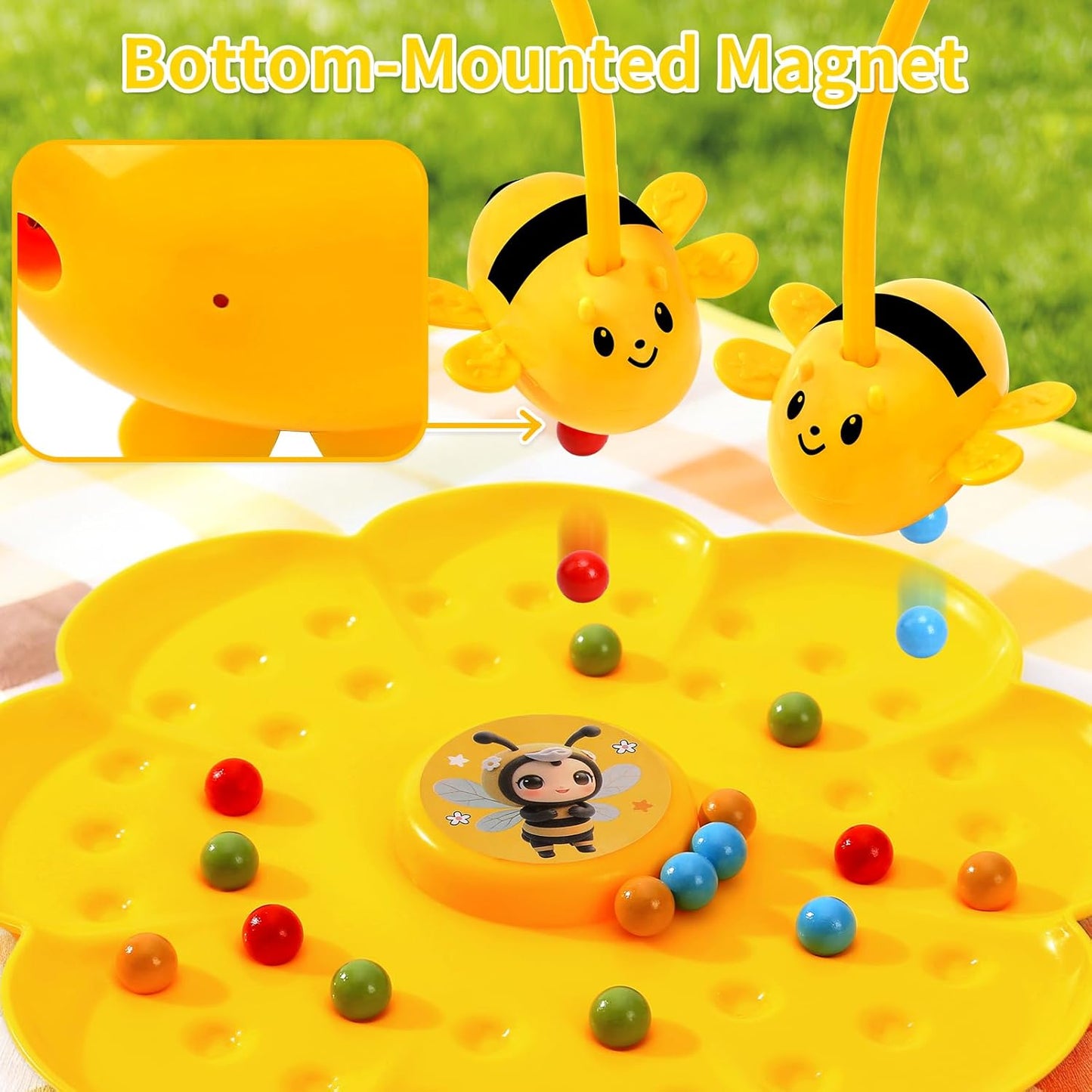 Bee Gathering Pearls Game for Kids โ Magnetic Bead Catching Board Game for 3+ Years
