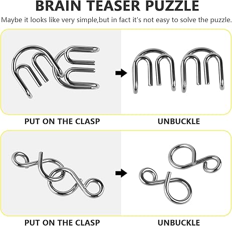 āIntelligence Educational Metal IQ Puzzle (Blue) for Adults & Children (6 PCS)