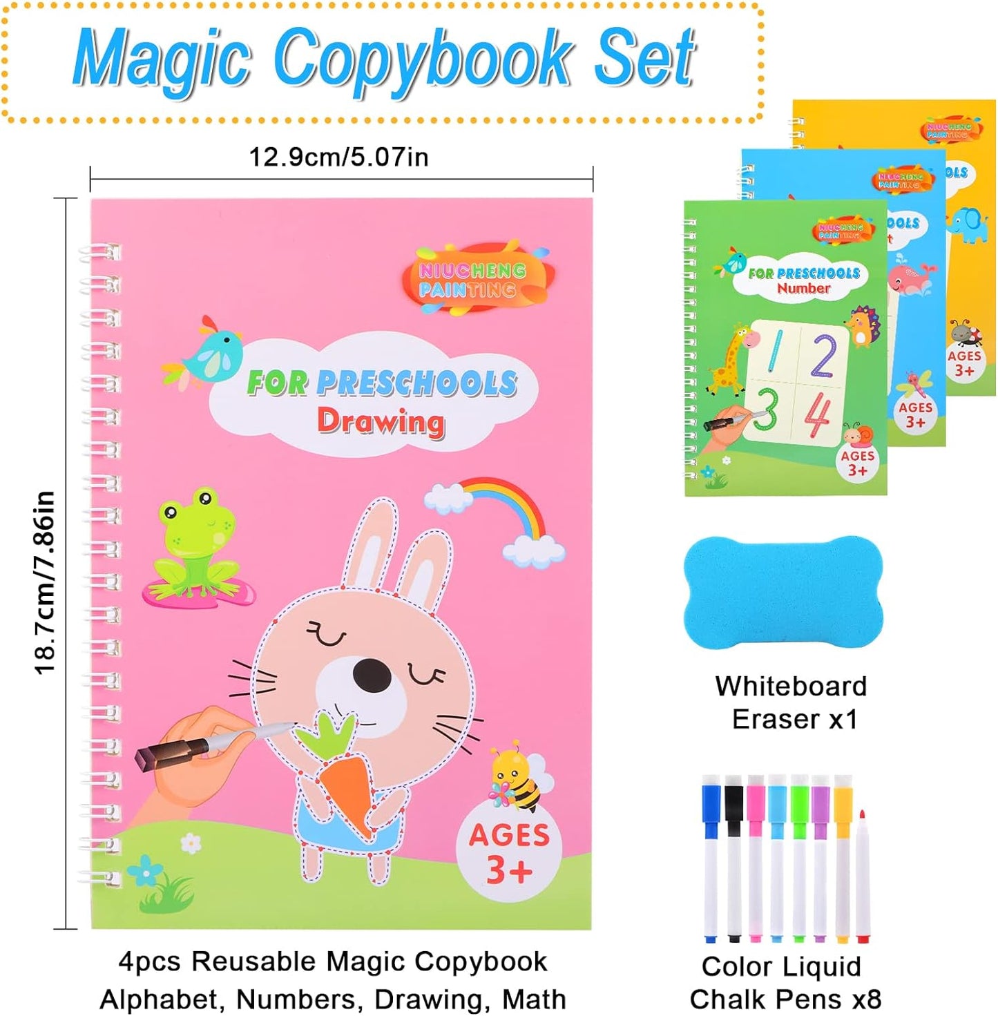 Magic wipe & clean preschool children's learning book