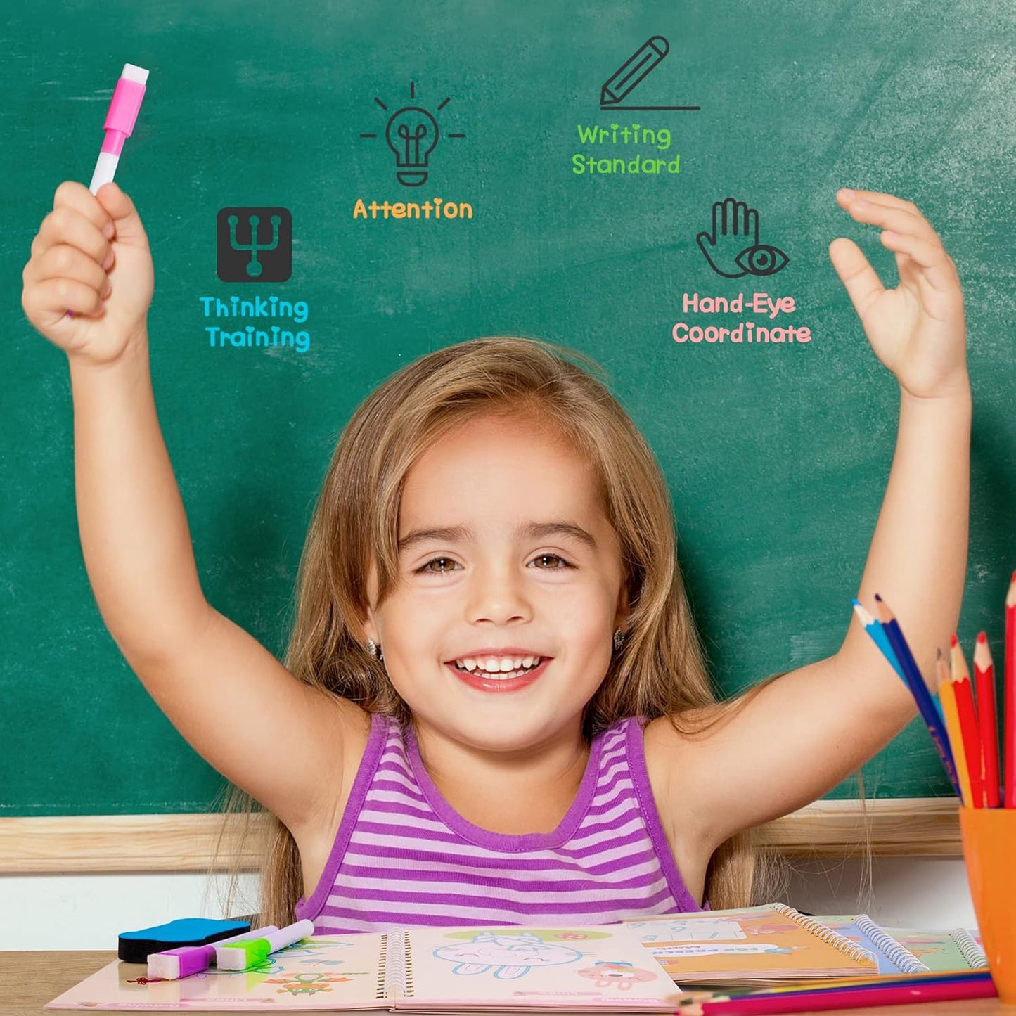 Magic wipe & clean preschool children's learning book