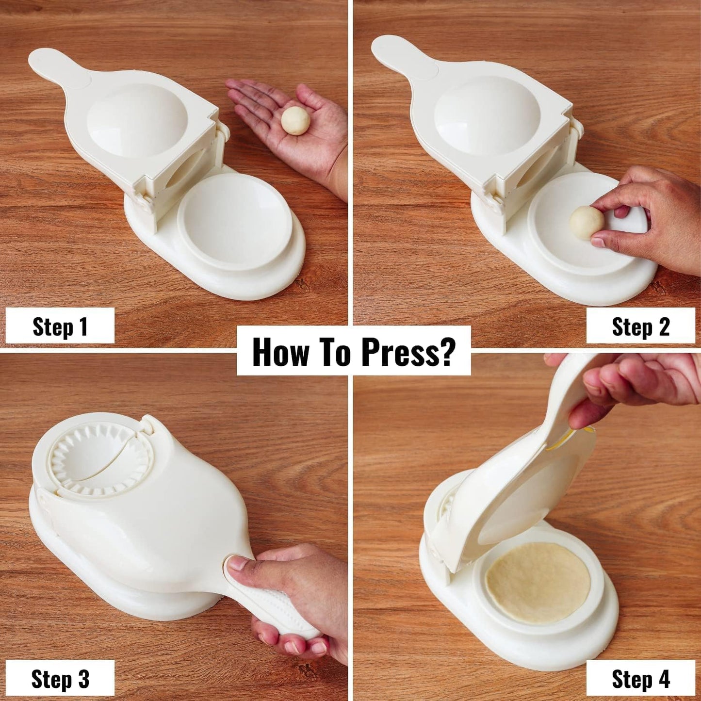 2 in 1 Dumpling Maker Machine for Momos, Gujiya, Modak & Ghughra | Manual Hand Press Puri Skin Mould | BPA Free Plastic Kitchen Tool