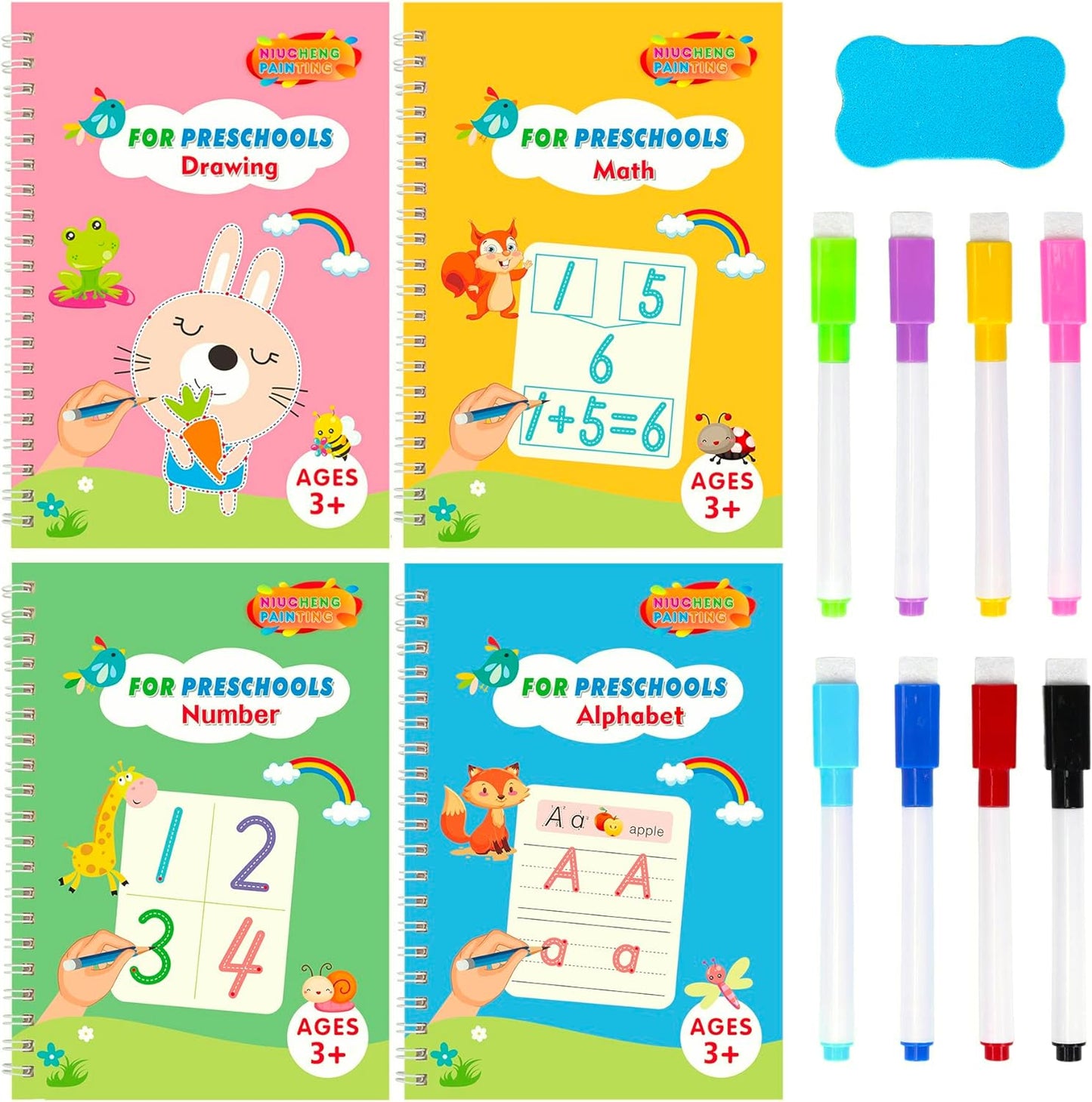 Magic wipe & clean preschool children's learning book