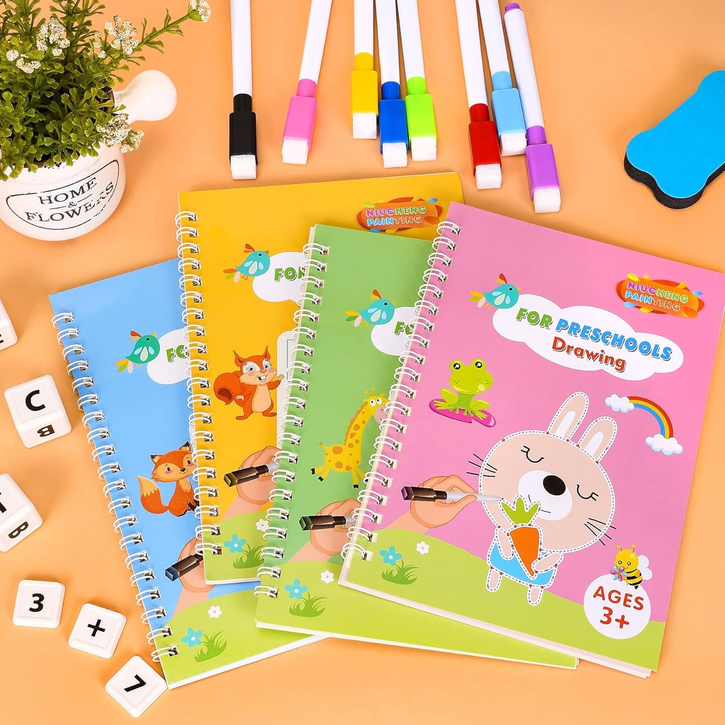 Magic wipe & clean preschool children's learning book
