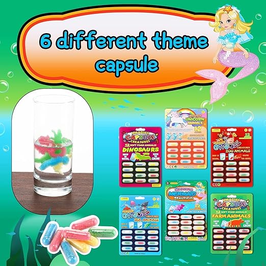 Creative Growing Magic Capsule Baby Cognition Toys Early Educational Kids Cartoon DIY Din osaur Sea Animal Puzzle Bath Toy Gifts (Pack of 4)