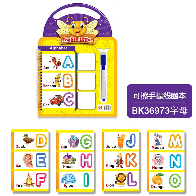 Montessori Arabic & English book an educational toy designed to teach the English alphabet, letter recognition, and basic vocabulary.