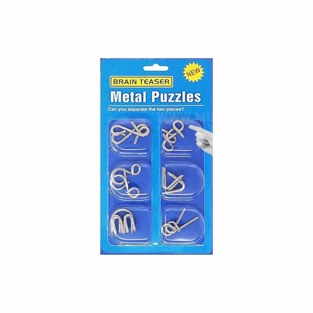 āIntelligence Educational Metal IQ Puzzle (Blue) for Adults & Children (6 PCS)