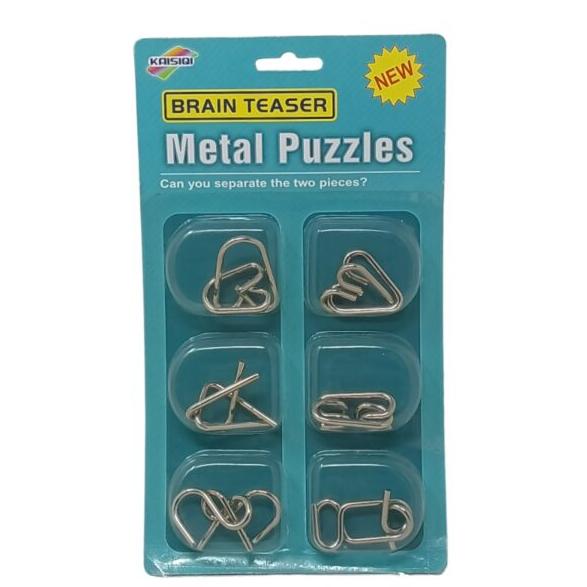 āIntelligence Educational Metal IQ Puzzle (Blue) for Adults & Children (6 PCS)