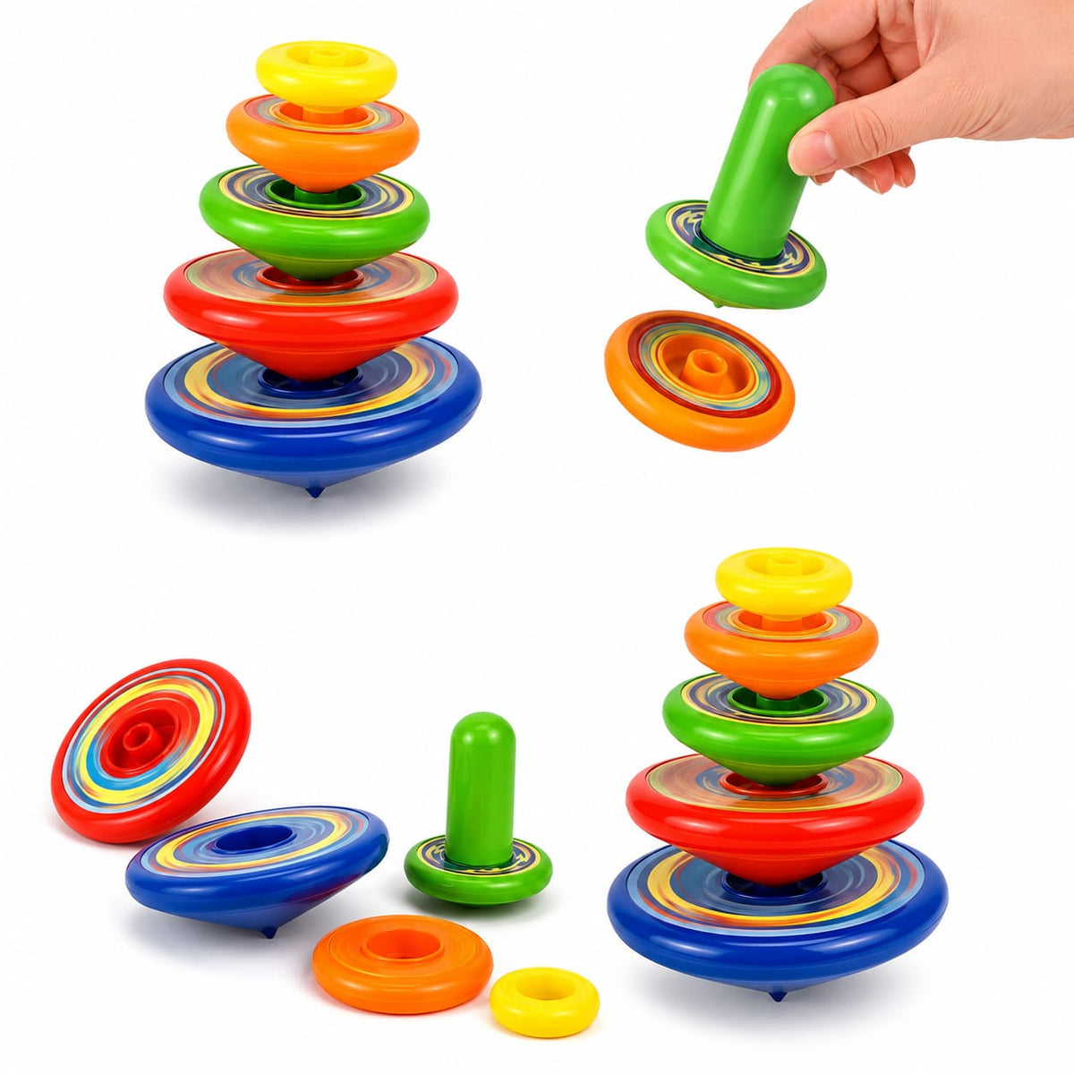 Kids Rainbow Spin & Stack Montessori Learning Toy