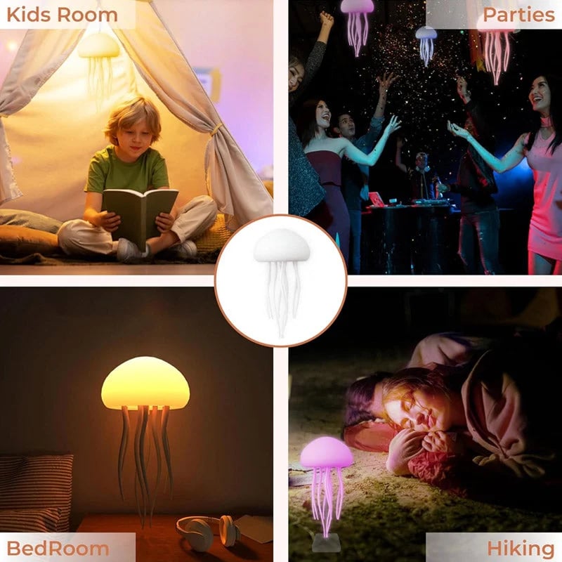 💡LED gradient swimming jellyfish atmosphere light - LED Night Light with Dancing Legs Changing Color