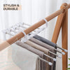 5 in 1 Foldable Hangers for Clothes Hanging Multi-Layer Multi Purpose Pant Hangers for Wardrobe Magic Foldable Hanger Space Saving 5 in 1 Rack Stainless Steel Cloth Hanger for Trousers, Jeans