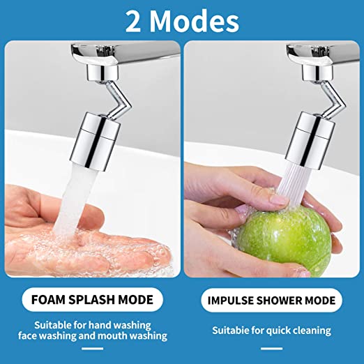 Universal Splash Filter Faucet, 720 Degree Swivel Movable Kitchen Sink Faucet Aerator, Rotatable Splash Water Filter Nozzle Tap Head, Water Saving Anti-Splash Tap Booster Sprayer