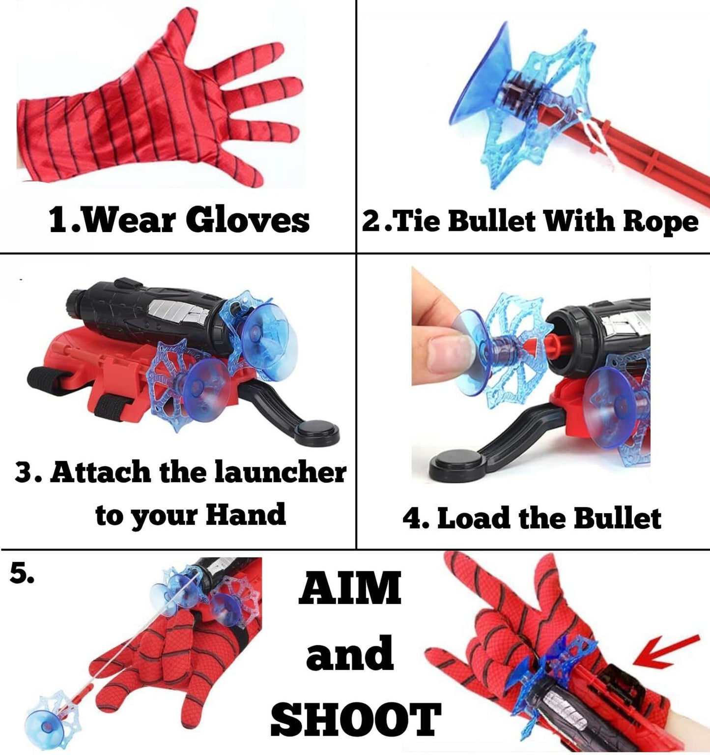 Spider Web Shooter Glove Toy for Kids | Hero Style Dart Launcher with Suction Arrow