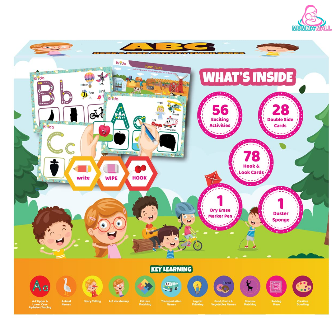 ABC Interactive Learning Cards- Hook & Loop Learning Cards for kids