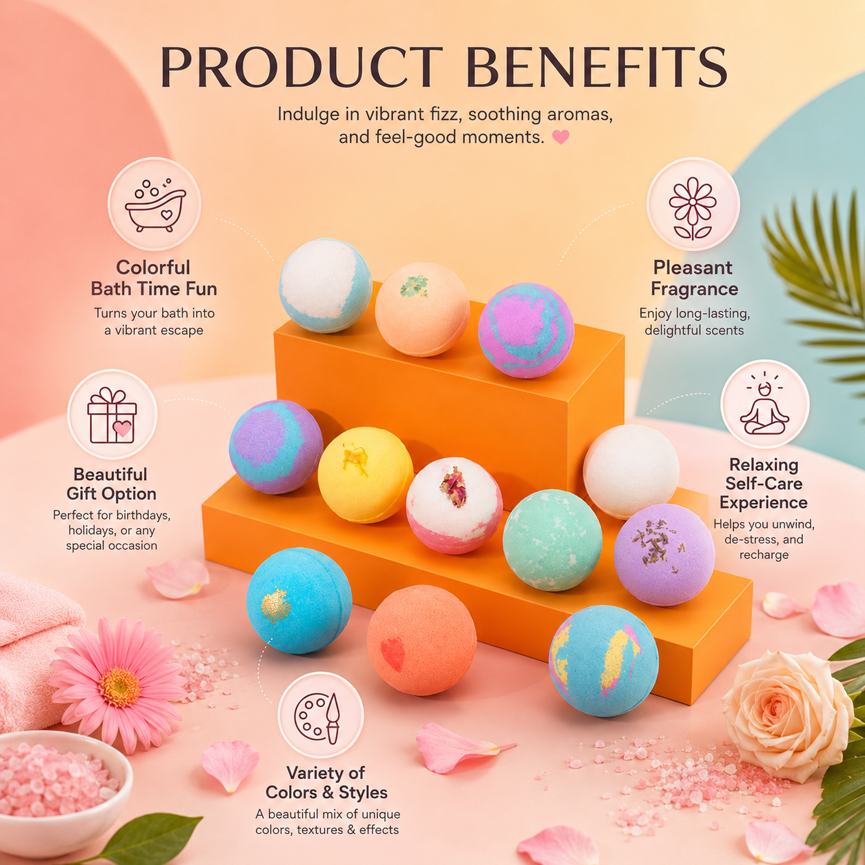 12 Pcs Kids Bath Bombs Set with Surprise Toys – Colorful Fizzy Bubble Bath Bombs for Boys & Girls