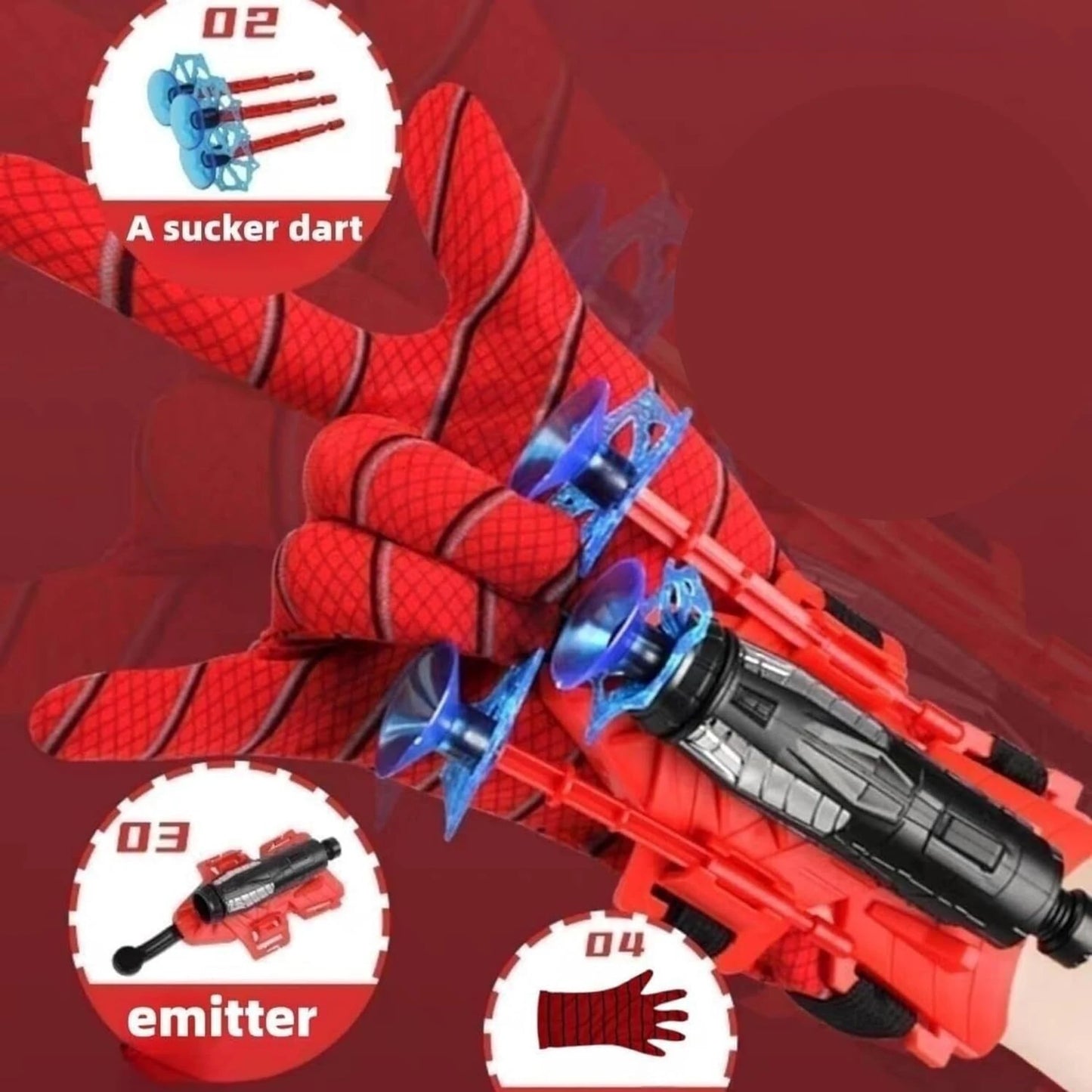 Spider Web Shooter Glove Toy for Kids | Hero Style Dart Launcher with Suction Arrow