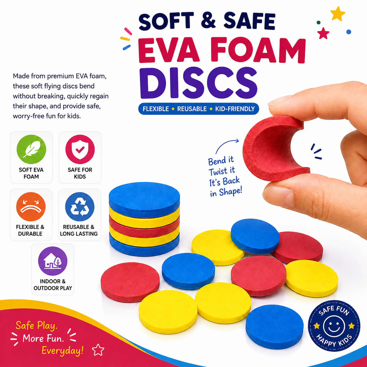 Long Range Foam Disc Launcher Shooting Toy for Kids - Buy 1 Get 1 FREE