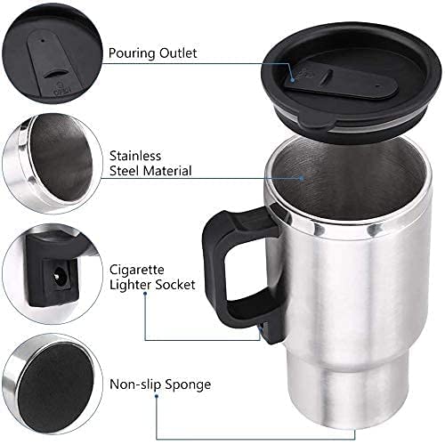 TravelHeat™ Electric Kettle Mug | Portable Water Heater Mug for Travel | Stainless Steel Electric Heating Cup | Mini Travel Kettle for Tea Coffee