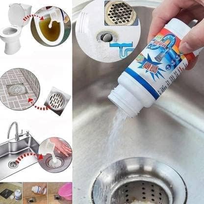 Sink & Drain Cleaner Powder | Powerful & Clog Remover Sink Cleaning Powder | Automatic Toilet Blockage Cleaner, Removes Clogs, Blockage in Washbasin, Septic Tank, Sinks, Pipes(Pack of 2)