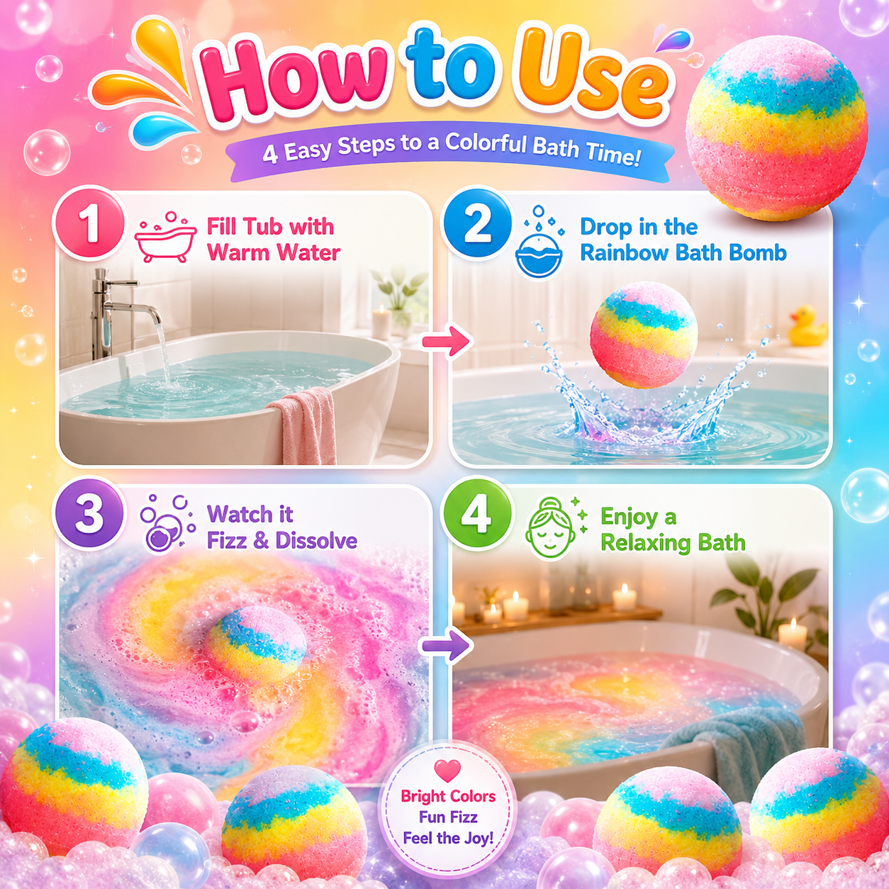 12 Pcs Kids Bath Bombs Set with Surprise Toys – Colorful Fizzy Bubble Bath Bombs for Boys & Girls