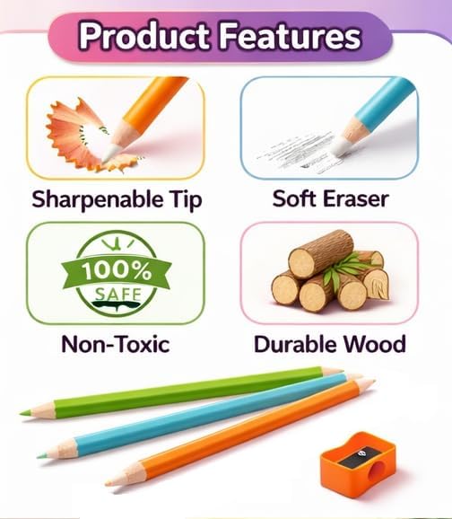Magic Eraser Pencils Set (3 Pack) with Sharpener - Pastel, Precision Erase, Non-Toxic Kids Return Gift