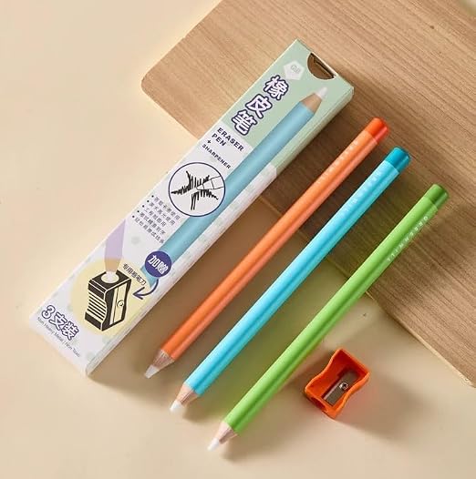 Magic Eraser Pencils Set (3 Pack) with Sharpener - Pastel, Precision Erase, Non-Toxic Kids Return Gift