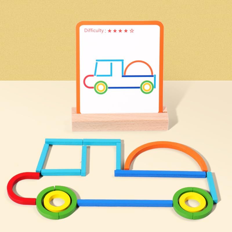 Wooden Stacking Blocks Toys Letters Vehicles Animals Stacking Toys Wooden Rings Sticks Blocks Puzzles Color Classification Educational Puzzle Toys Children Preschool Learning STEM Toys