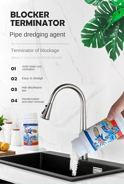 Sink & Drain Cleaner Powder | Powerful & Clog Remover Sink Cleaning Powder | Automatic Toilet Blockage Cleaner, Removes Clogs, Blockage in Washbasin, Septic Tank, Sinks, Pipes(Pack of 2)