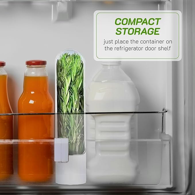 50% OFF - Fresh Herb Saver Container for Refrigerator – Long-Lasting Vegetable Storage & Space-Saving Fridge Organizer | Keeps Herbs Fresh for Weeks