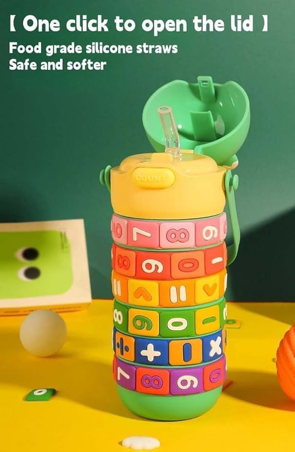 Kids Math Puzzle Water Bottle – Interactive Educational Toy with Rotating Number Rings, Screen-Free Learning & Portable Gift