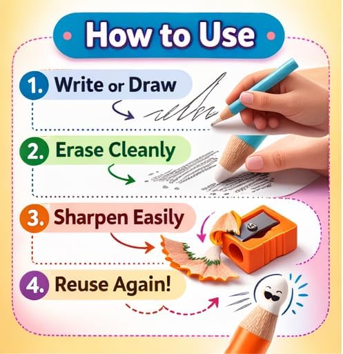 Magic Eraser Pencils Set (3 Pack) with Sharpener - Pastel, Precision Erase, Non-Toxic Kids Return Gift