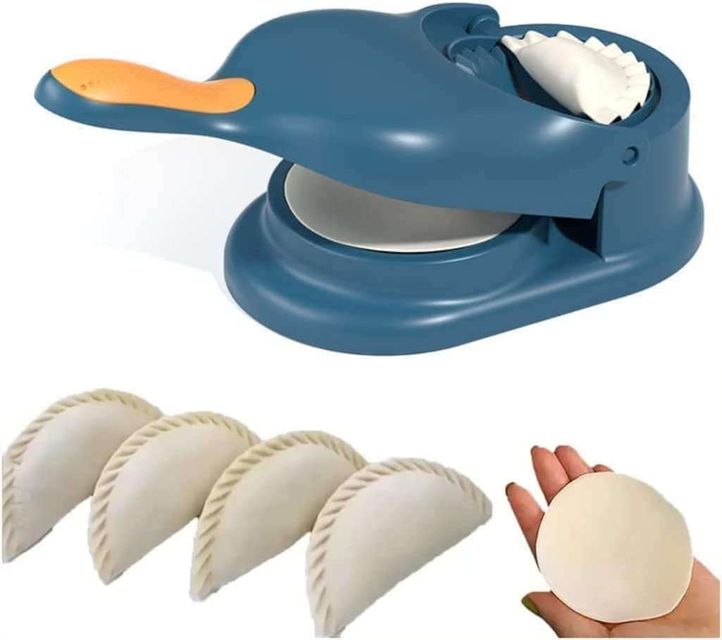 2 in 1 Dumpling Maker Machine for Momos, Gujiya, Modak & Ghughra | Manual Hand Press Puri Skin Mould | BPA Free Plastic Kitchen Tool