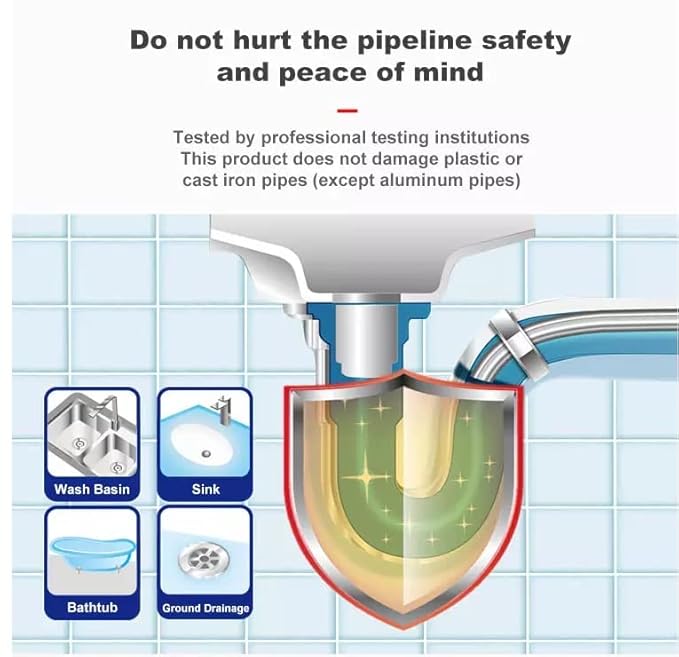 Sink & Drain Cleaner Powder | Powerful & Clog Remover Sink Cleaning Powder | Automatic Toilet Blockage Cleaner, Removes Clogs, Blockage in Washbasin, Septic Tank, Sinks, Pipes(Pack of 2)