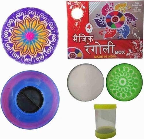 RangoliTwirl™ 4-Inch Magic Rotating Rangoli Maker Kit with 2 Design Jalis & Filter Box – Buy 1 Get 1 FREE 🌈🪔✨
