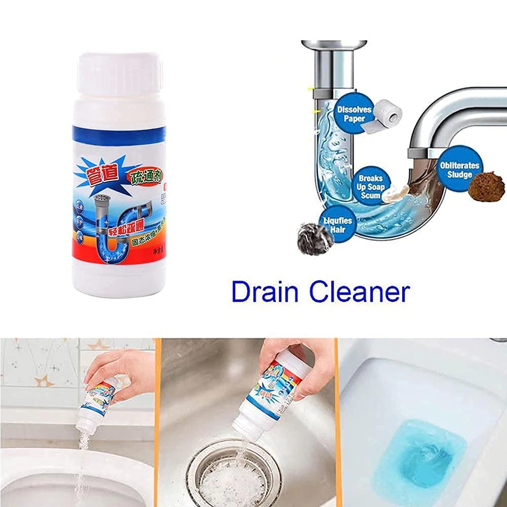 Sink & Drain Cleaner Powder | Powerful & Clog Remover Sink Cleaning Powder | Automatic Toilet Blockage Cleaner, Removes Clogs, Blockage in Washbasin, Septic Tank, Sinks, Pipes(Pack of 2)
