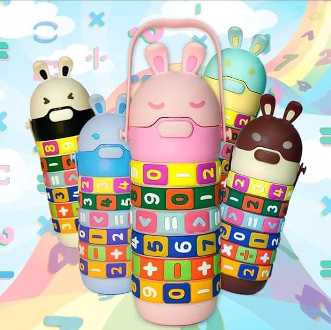 Kids Math Puzzle Water Bottle – Interactive Educational Toy with Rotating Number Rings, Screen-Free Learning & Portable Gift
