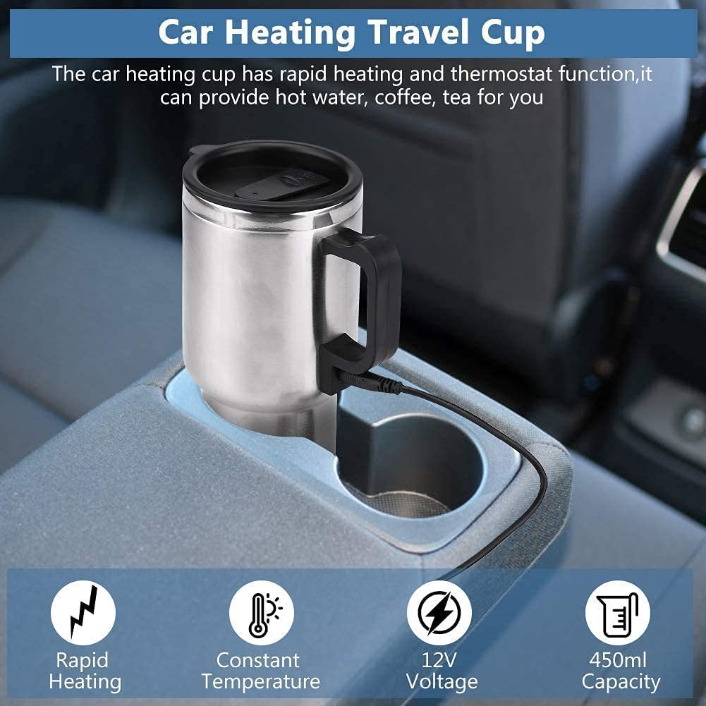 TravelHeat™ Electric Kettle Mug | Portable Water Heater Mug for Travel | Stainless Steel Electric Heating Cup | Mini Travel Kettle for Tea Coffee